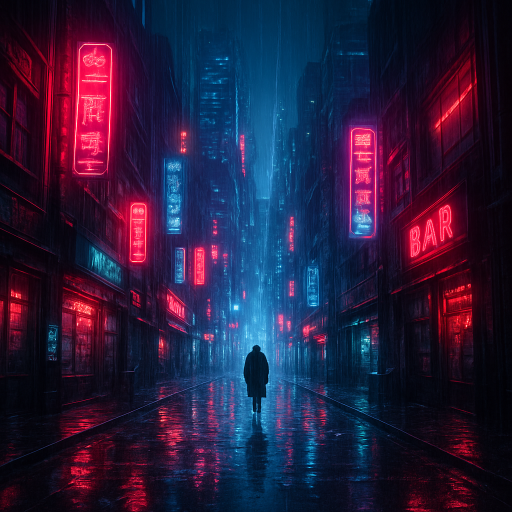Neon city at night